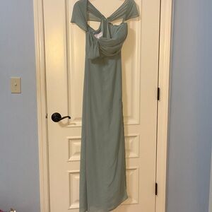Birdy Grey Sage Green Twisted-Bodice Maxi Dress XS